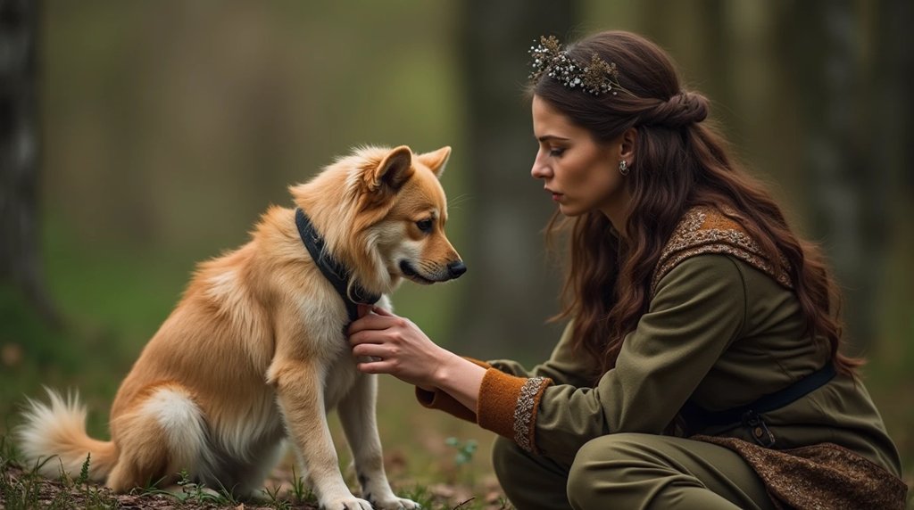 Illustration chamane et chien