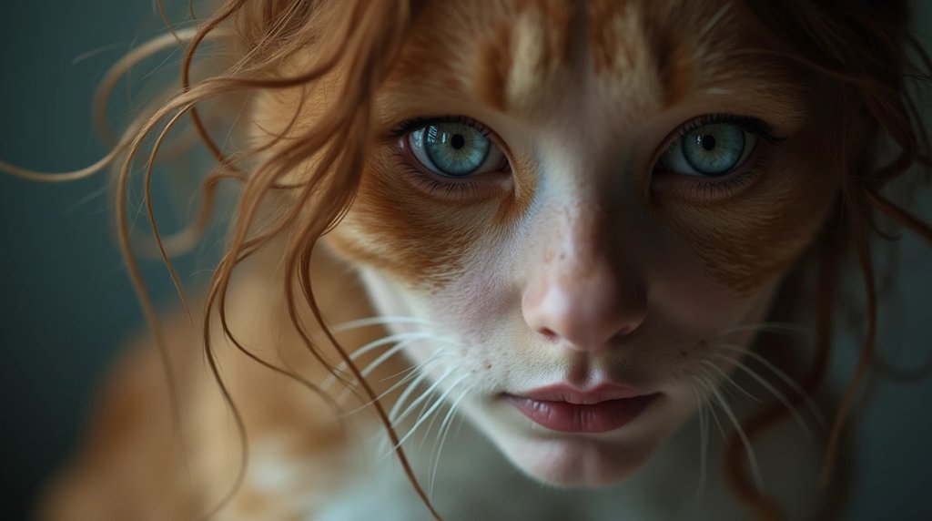 Femme à la fois chat